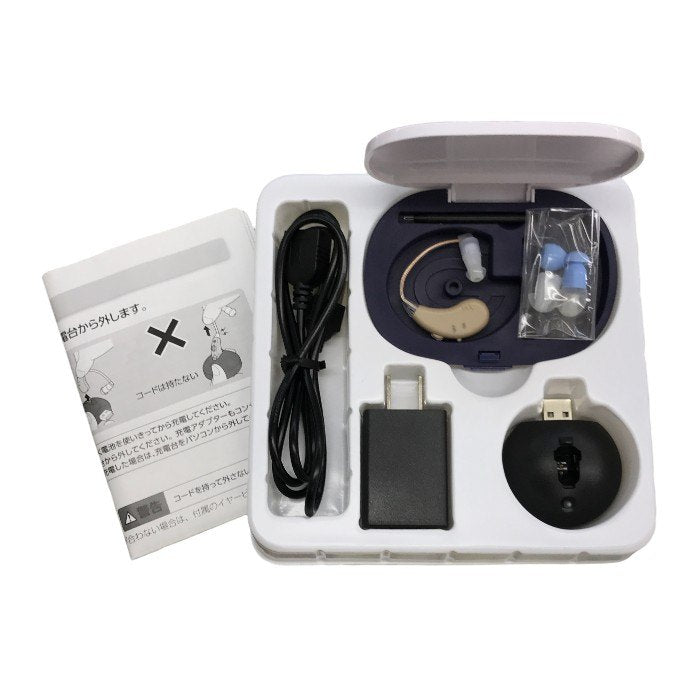 ショップジャパン 楽ちんヒアリングM 集音器 ベージュ 充電式 片耳 軽量 耳かけ型 FN006159 中古 T1