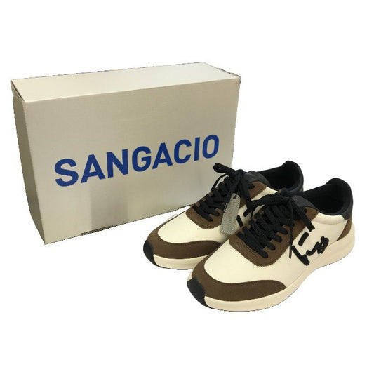 SANGACIO サンガッチョ にゅ BLOW スニーカー メンズ ローカット レザー ハンドメイド WHITE/BROWN 26.5cm 中古 T1