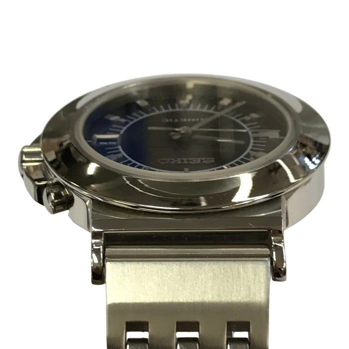 SEIKO セイコー KINETIC 腕時計 メンズ アナログ クォーツ デイト SS キネティック 発電 ラウンドフェイス シルバー/ブラック 5M42-0G50 中古 T1