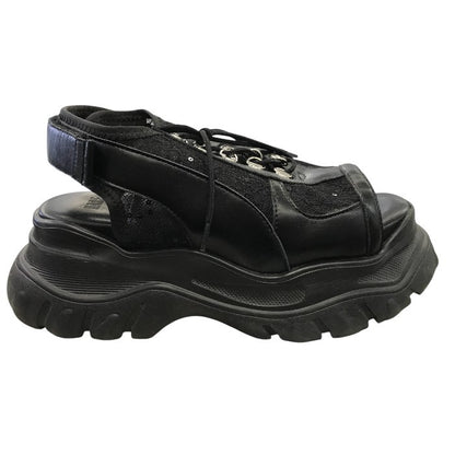 HARE サンダル レディース 夏 レザー ラメ メッシュ ブラック Lサイズ 中古 M1