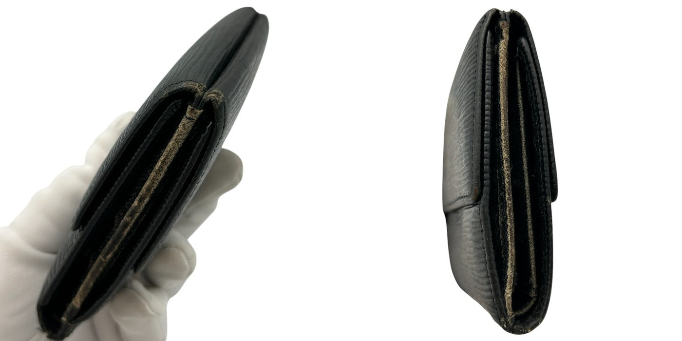 ルイ ヴィトン LOUIS VUITTON エピ ポルト モネ ビエ カルト クレディ 2つ折 ダブルホック 財布 ブラック M63482 コンパクト 小銭入れ 札入れ カード入れ ブランド 中古 W４