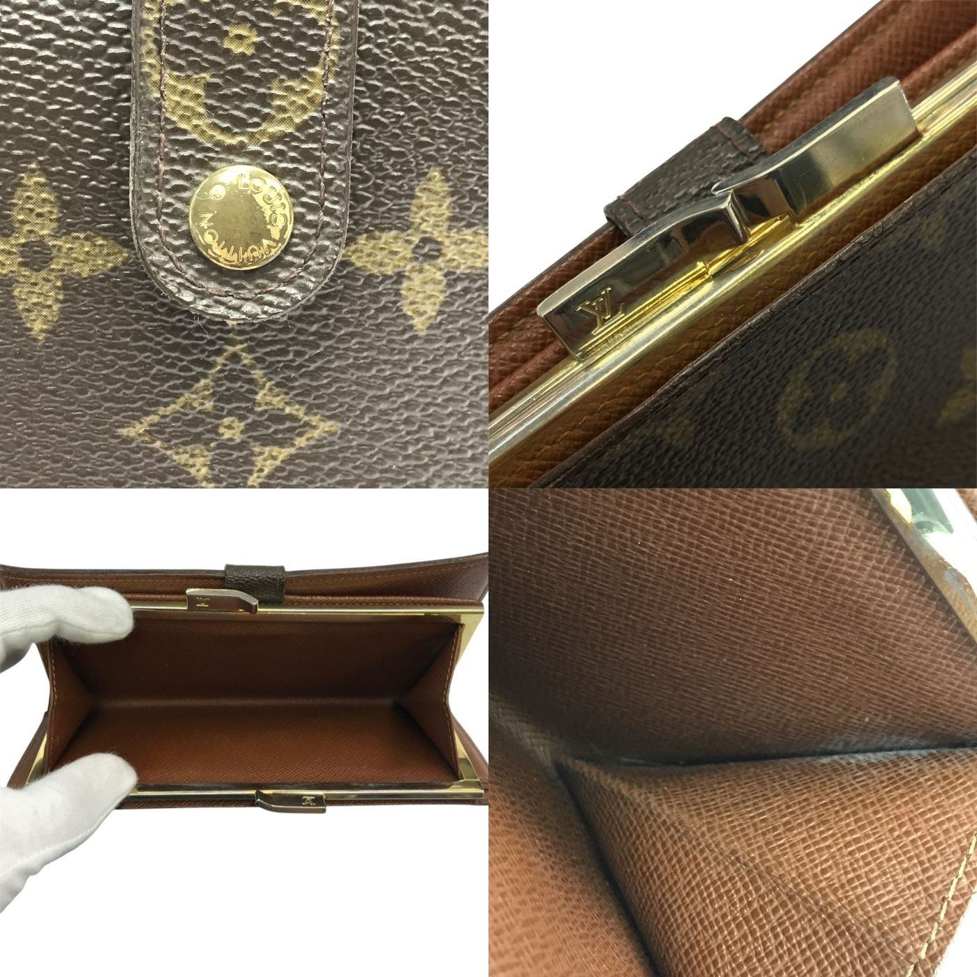 LOUIS VUITTON ルイヴィトン モノグラム コンチネンタルクラッチ 長財布 ユニセックス 二つ折り 小銭入れあり がま口 USA製 ブラウン T61217 中古 T1