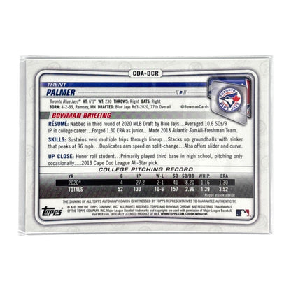 TOPPS MLBカード BOWMAN CHROME 1ST TRENT PALMER TORONTO BLUE JAYS /150 #CDA-DCR 中古 IT1