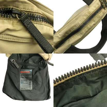 PRADA プラダ スポーツ トートバッグ ユニセックス ナイロン ファスナー ミニサイズ ベージュ/グレー 4VA071 中古 T1