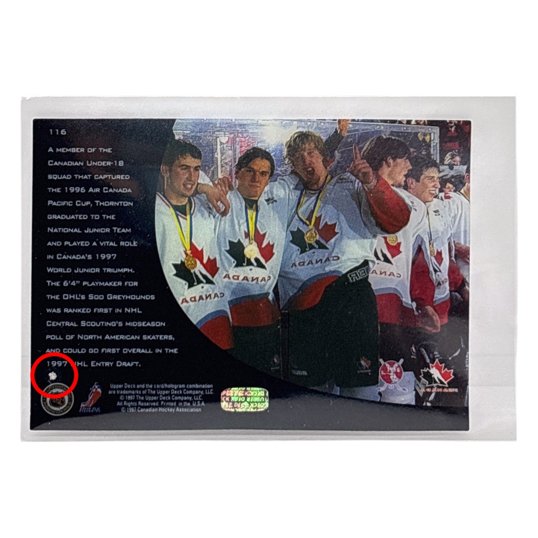 UPPER DECK NHLカード WORLD JUNIOR CHAMPIONSHIPS JOE THORNTON CANADA #116 中古 IT1