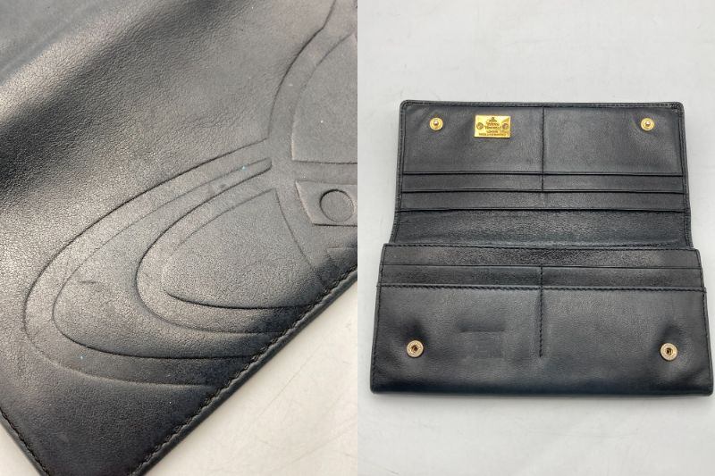 Vivienne Westwood ヴィヴィアンウエストウッド 型押し ロゴ 長財布  中古 D4