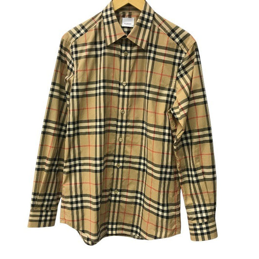 BURBERRY バーバリー チェック コットン ボタンシャツ トップス メンズ カジュアル ブラウン S/180サイズ 中古 KW1
