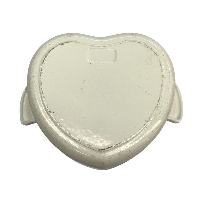 LE CREUSET ル・クルーゼ ココットダムール 両手鍋 2L ハート型 蓋付き 鋳物 ホーロー IH対応 ホワイト 中古 T1