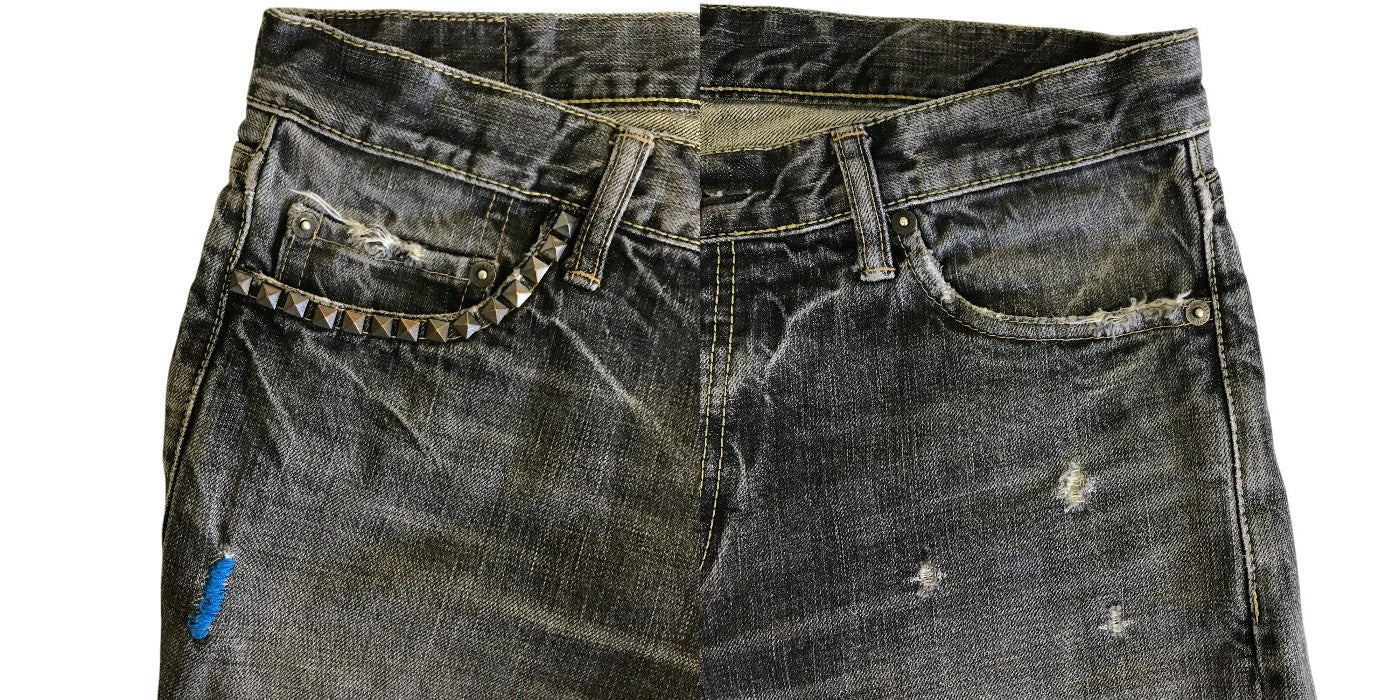 HYSTERIC GLAMOUR ヒステリックグラマー ジーンズ メンズ スタッズ ダメージ加工 32インチ デニム ボトムス カジュアル 中古 W1