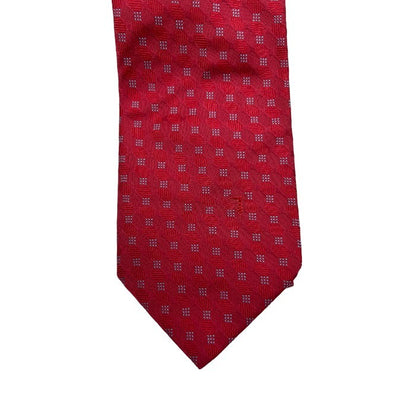 TRUSSARDI トラサルディ シルク ネクタイ ブランド メンズ ビジネス 総柄 レッド 中古 W４