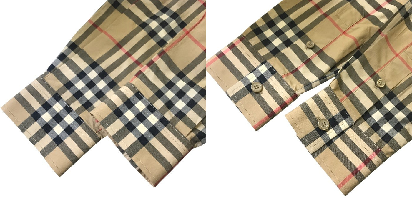 BURBERRY バーバリー チェック コットン ボタンシャツ トップス メンズ カジュアル ブラウン S/180サイズ 中古 KW1