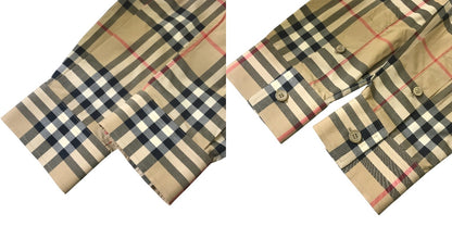 BURBERRY バーバリー チェック コットン ボタンシャツ トップス メンズ カジュアル ブラウン S/180サイズ 中古 KW1