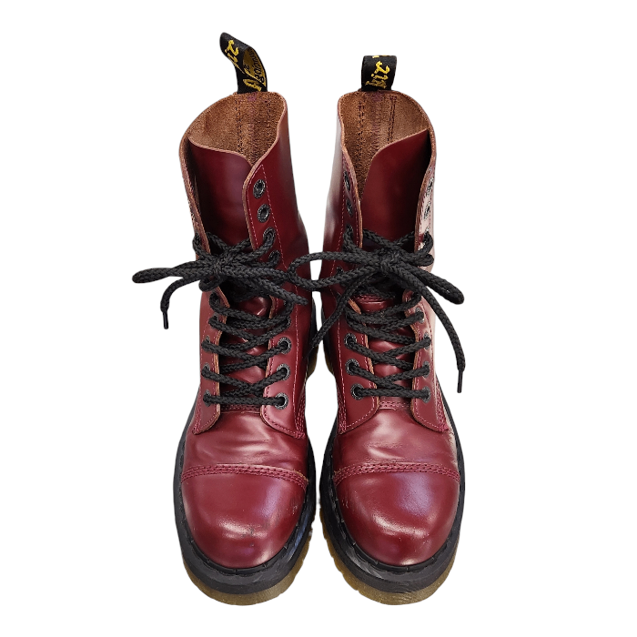 Dr.Martens ドクターマーチン Crazy Bomb ブーツ レディース レザー 10ホール ダブルソール 厚底 レースアップ チェリーレッド UK6(25cm) 中古 T1
