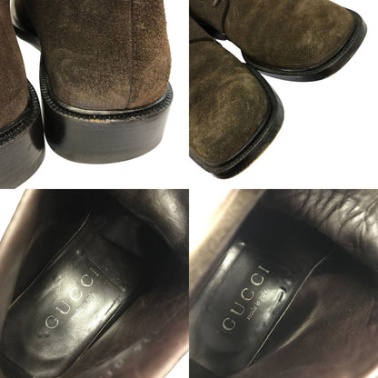 GUCCI グッチ レースアップブーツ メンズ スウェード チャッカ スクエアトゥ ダークブラウン 41サイズ 114 1760 中古 T1