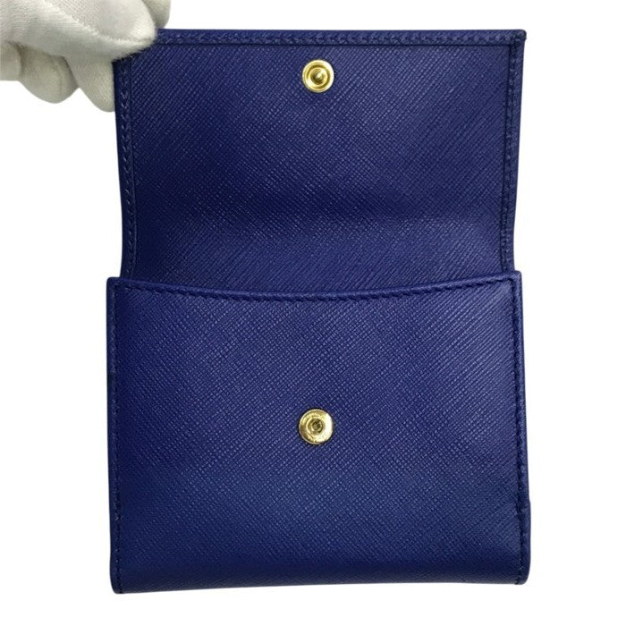 Salvatore Ferragamo フェラガモ 財布 レディース 二つ折り ダブルホック レザー ガンチーニ コンパクトウォレット ゴールド金具 ブルー 中古 T1