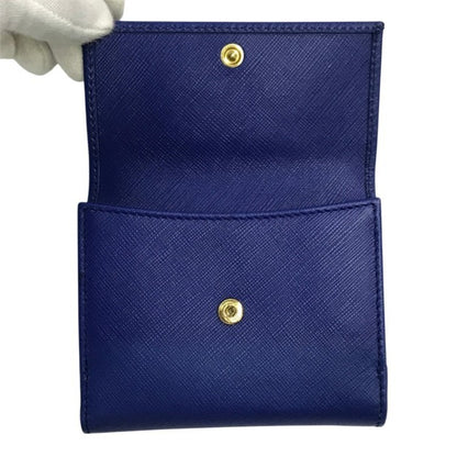 Salvatore Ferragamo フェラガモ 財布 レディース 二つ折り ダブルホック レザー ガンチーニ コンパクトウォレット ゴールド金具 ブルー 中古 T1