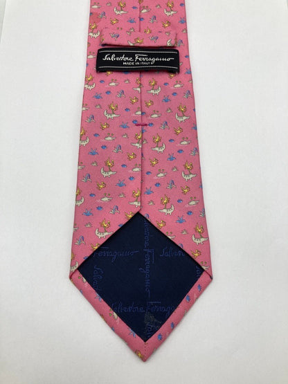 Salvatore Ferragamo サルヴァトーレフェラガモ アニマル ワニ柄 ネクタイ シルク100％ 中古 D4