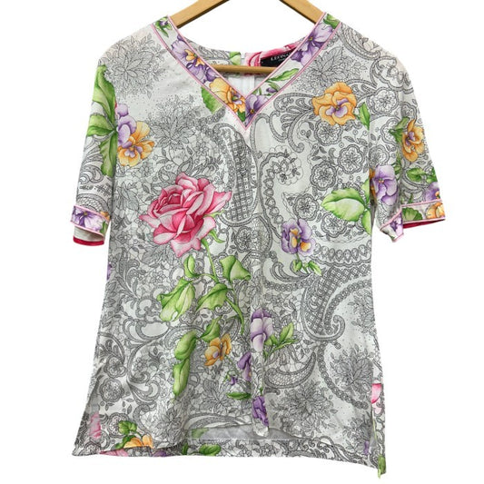 LEONARD レオナール 花柄 シャツ L 0339116 トップス レディース 日本製 綿100％ 半袖 中古 W４