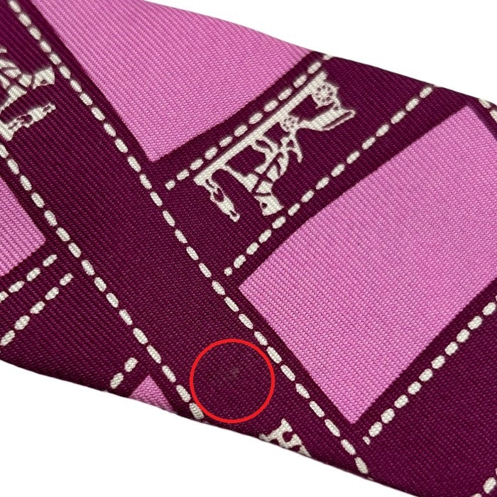 HERMES エルメス ボルデュック ツイリー スカーフ レディース ピンク パープル ブランド シルク 中古 W４
