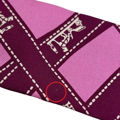 HERMES エルメス ボルデュック ツイリー スカーフ レディース ピンク パープル ブランド シルク 中古 W４