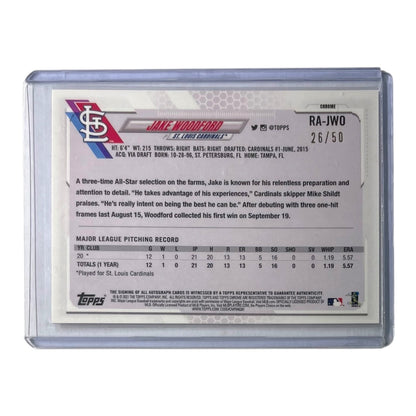 TOPPS MLBカード CHROME JAKE WOODFORD ST. LOUIS CARDINALS /50 #RA-JWO 中古 IT2