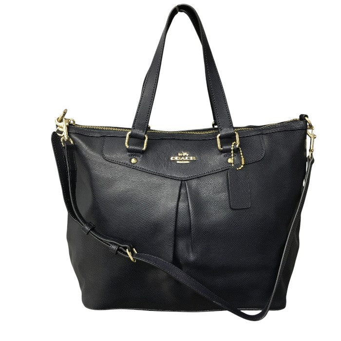 COACH コーチ ラグジュアリー クロスグレーン レザー プリーテッド レザー ハンドバッグ F34680 レディース ネイビー ブランド レディース 鞄 ショルダー 2WAY 中古 WK1