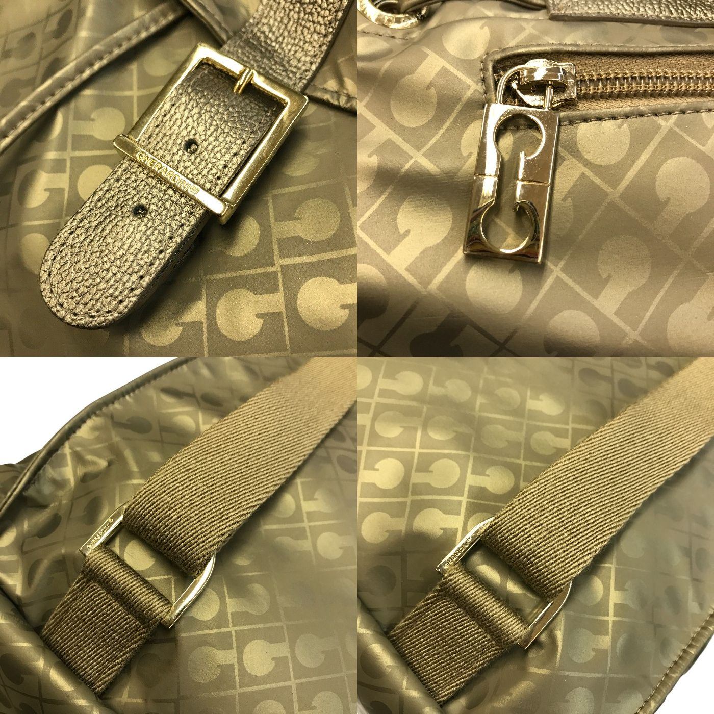 GHERARDINI ゲラルディーニ リュック レディース バックパック マグネット開閉 メタリック ベージュ 中古 T1