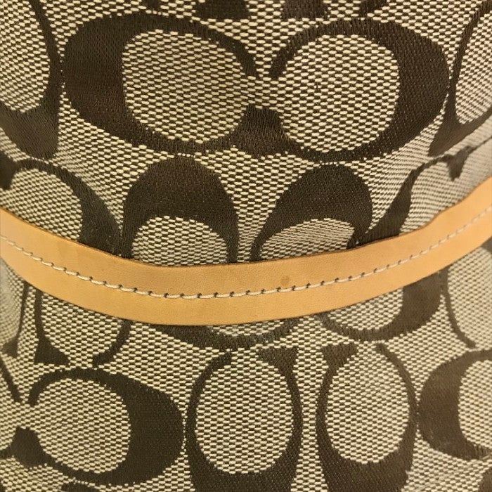 COACH コーチ シグネチャー バケットハット レディース ポリエステル/コットン 帽子 ジャガード ベージュ S/Pサイズ 中古 T1