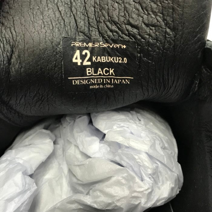PREMIER SEVEN プレミアセブン KABUKU 2.0 スニーカー メンズ レザー 歌舞伎 Vibram 厚底 ビブラムソール ブラック 42サイズ(26.5～27.0cm) 中古 T1