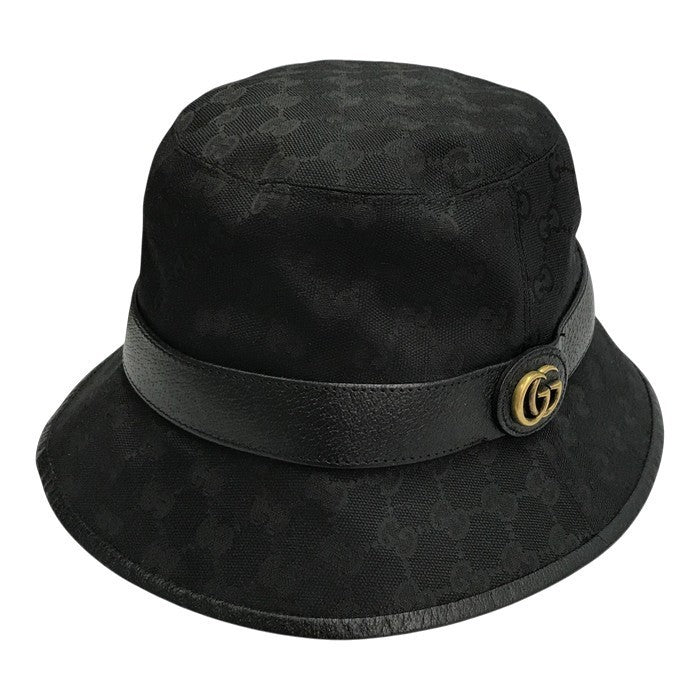 GUCCI グッチ GGキャンバス バケットハット ユニセックス GGマーモント コットン ブラック Mサイズ(58cm) 576587 中古 T1
