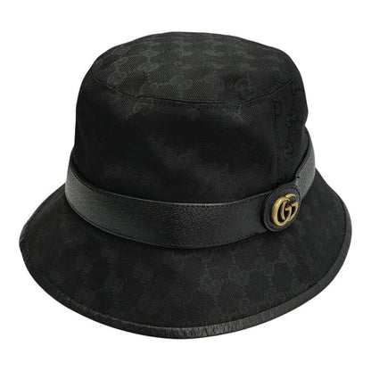 GUCCI グッチ GGキャンバス バケットハット ユニセックス GGマーモント コットン ブラック Mサイズ(58cm) 576587 中古 T1