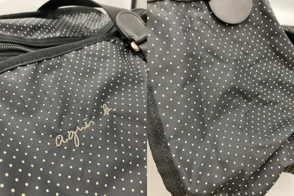 agnes b. VOYAGE アニエスベー ボヤージュ ナイロン ボストンバッグ ドット 水玉 中古 D4