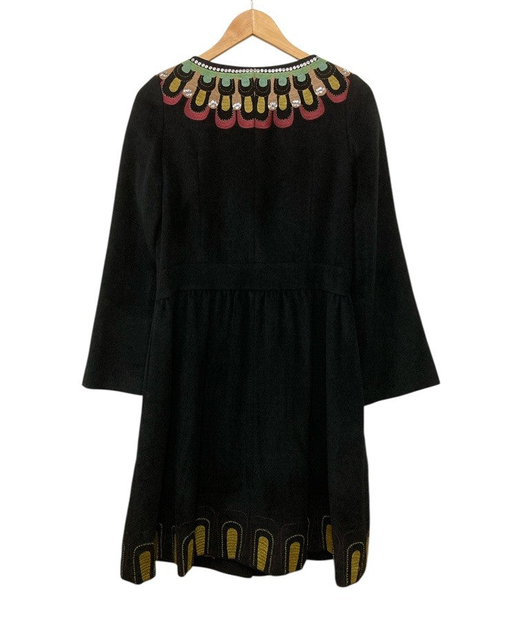 jocomomola ホコモモラ 刺繍 ビーズ ワンピース サイズ40 ブラック 中古 D4