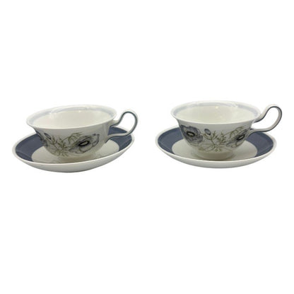 ウェッジウッド Wedgwood グレンミスト カップ＆ソーサー ペア 2点セット 洋食器 ブランド 花柄 おしゃれ 廃盤 中古 W1