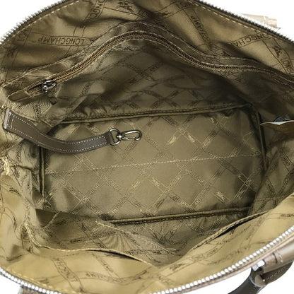 LONGCHAMP ロンシャン ハンドバッグ レディース レザー シンプル アーチ型 ジップ ブラウン 中古 T1