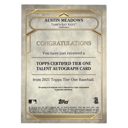 TOPPS MLBカード TIER 1 AUSTIN MEADOWS TAMPA BAY RAYS /300 #T1TA-AME 中古 IT2