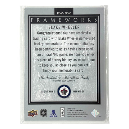 UPPER DECK NHLカード SP GAME USED BLAKE WHEELER WINNIPEG JETS #FW-BW 中古 IT1