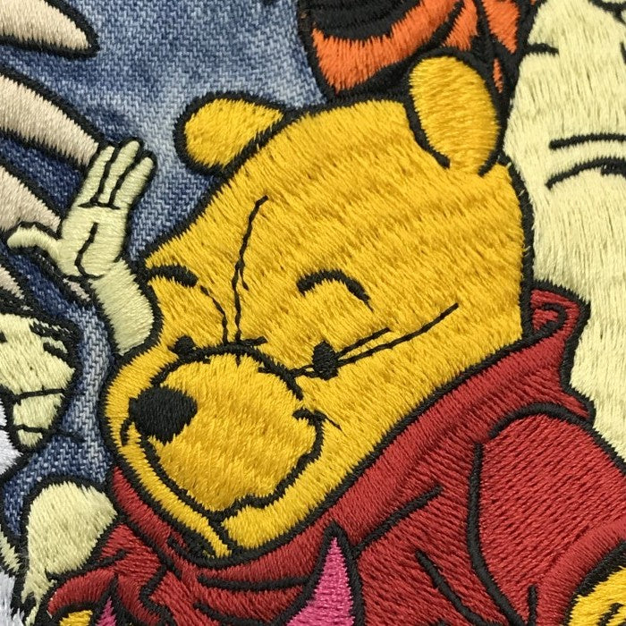 ディズニー くまのプーさん シャツ メンズ 長袖 コットン デニム 刺繍 ヴィンテージ ブルー Sサイズ 中古 T1