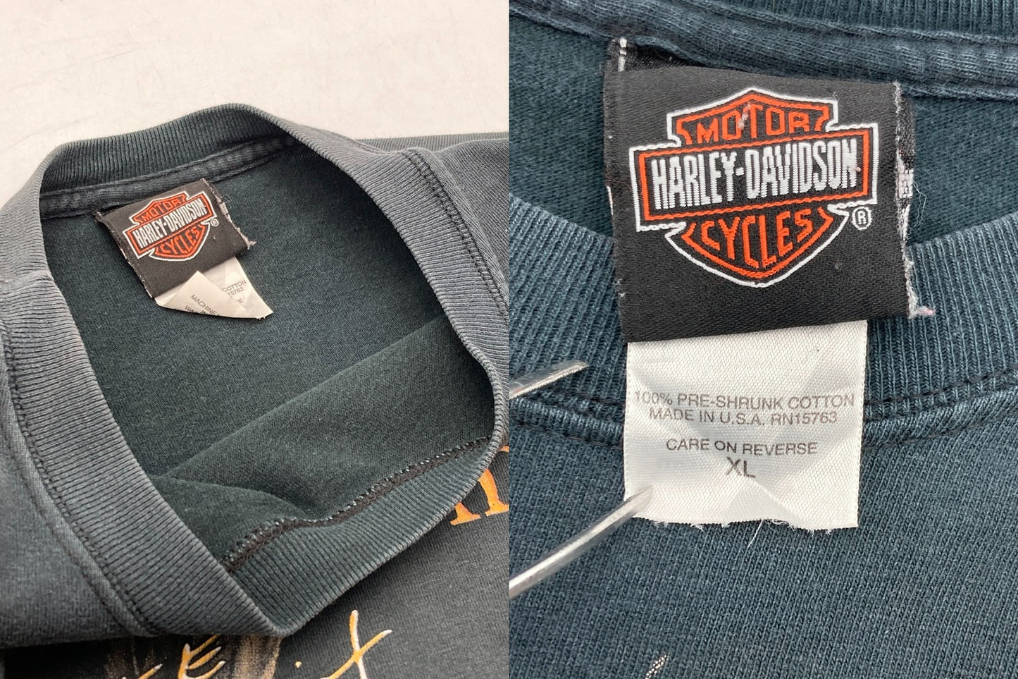 ヘインズ Hanes Harley-Davidson ハーレーダビッドソン ポケット プリントTシャツ イーグル サイズXL 中古 D4