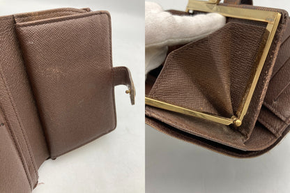 LOUIS VUITTON ルイヴィトン ダミエ エベヌ ポルトモネ・ビエ・ヴィエノワ 2つ折り がま口 財布  N61664 中古 D4