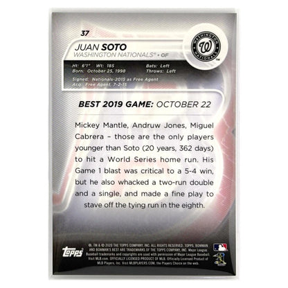 TOPPS MLBカード BOWMAN'S BEST JUAN SOTO WASHINGTON NATIONALS /250 #37 中古 IT1