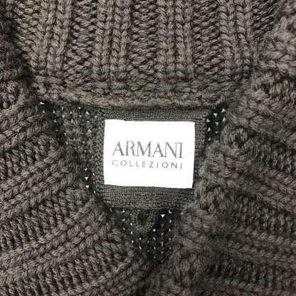 ARMANI COLLEZIONI アルマーニコレツォーニ ニット トップス メンズ 冬 ウール 厚手 リブ編み ショールカラー ブラウン 54サイズ 中古 W1