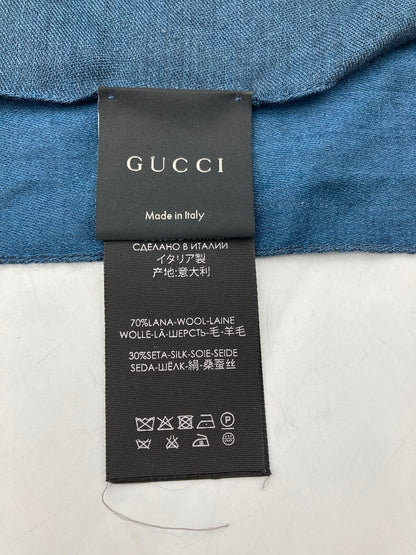 GUCCI グッチ GG柄 シルク混 ストール ネイビー 中古 D4