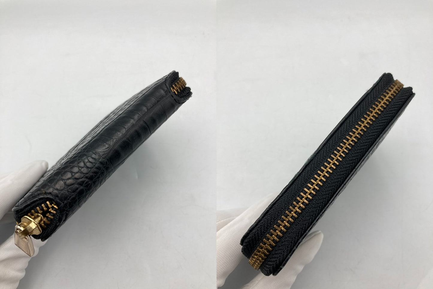 FURLA フルラ 型押しクロコ ラウンドファスナー コンパクト財布 中古 D4