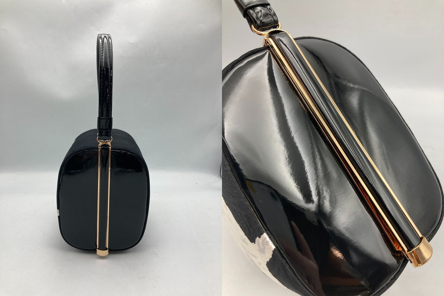 和装バッグ 着物バッグ エナメル 猫 中古 D4