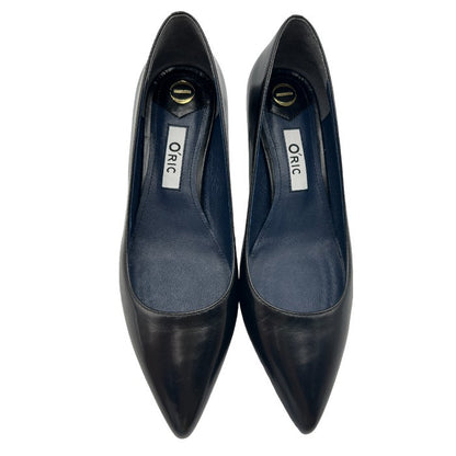 O'RIC オーリック CANDIE レディース パンプス  35 1/2 (約22.5cm) 410-31821 ポインテッドトゥ 靴 シューズ ヒール ブラック レザー 中古 W４