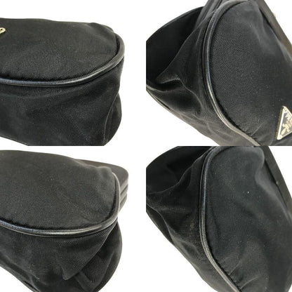 PRADA プラダ コインケース ユニセックス がま口 テスート ナイロン 三角プレート 小銭入れ 2コンパートメント ブラック 中古 T1