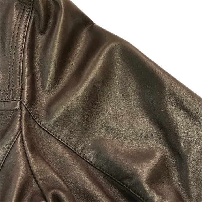 Salvatore Ferragamo サルバトーレフェラガモ レザージャケット メンズ シングルブレスト フルジップ ブラウン 54サイズ 中古 T1