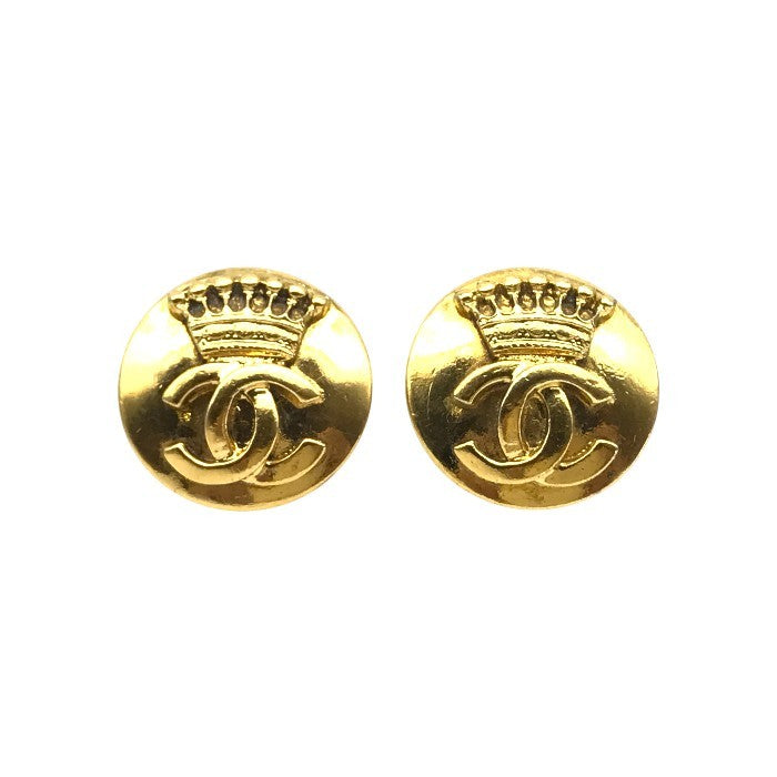 CHANEL シャネル イヤリング レディース クラウン ココマーク ラウンド ヴィンテージ ゴールドカラー 中古 T1