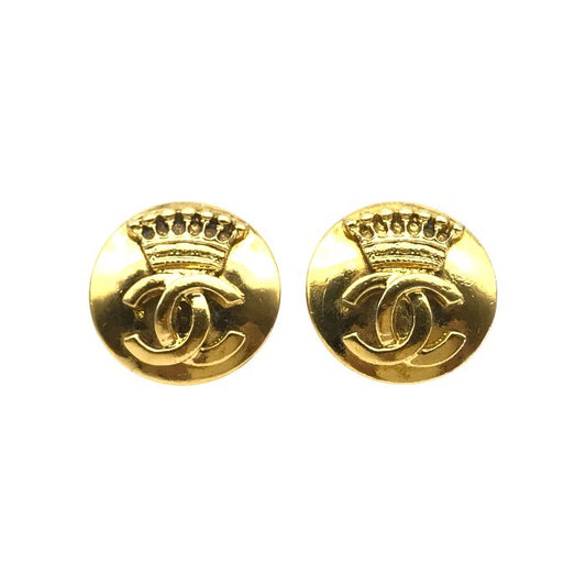 CHANEL シャネル イヤリング レディース クラウン ココマーク ラウンド ヴィンテージ ゴールドカラー 中古 T1